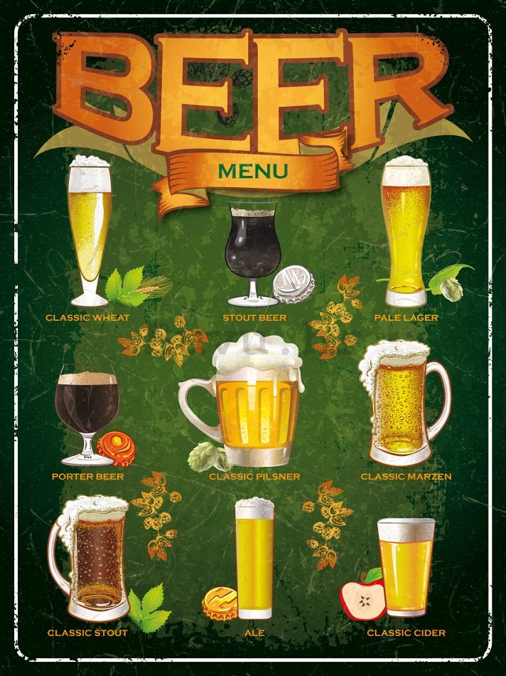 Metalna tabla - Beer menu