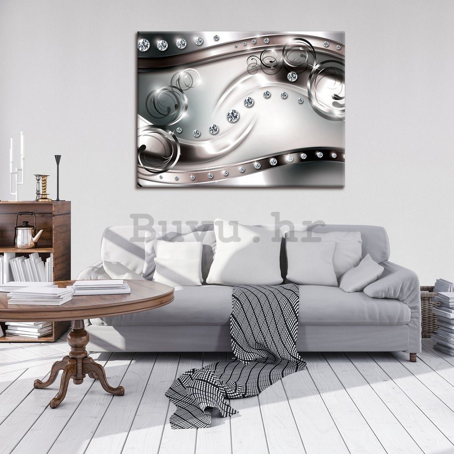 Slika na platnu: Luksuzna apstrakcija (crno-bijela) - 75x100 cm