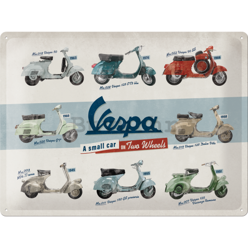 Metalna tabla: Vespa (A Small Car on Two Wheels) - 40x30 cm