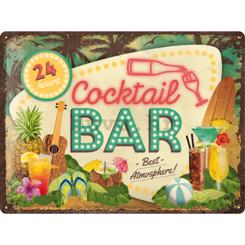 Metalna tabla: 24h Cocktail Bar - 40x30 cm