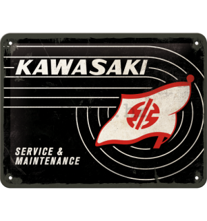 Metalna tabla: Kawasaki Service & Maintenance - 15x20 cm