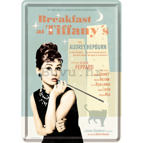 Metalna razglednica - Breakfast at Tiffany's (blue)