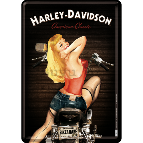 Metalna razglednica - Harley-Davidson (Biker Babe)