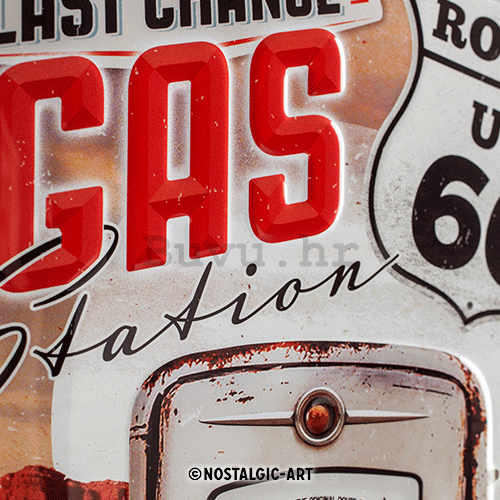 Metalna tabla: Route 66 (Gas Station) - 30x20 cm