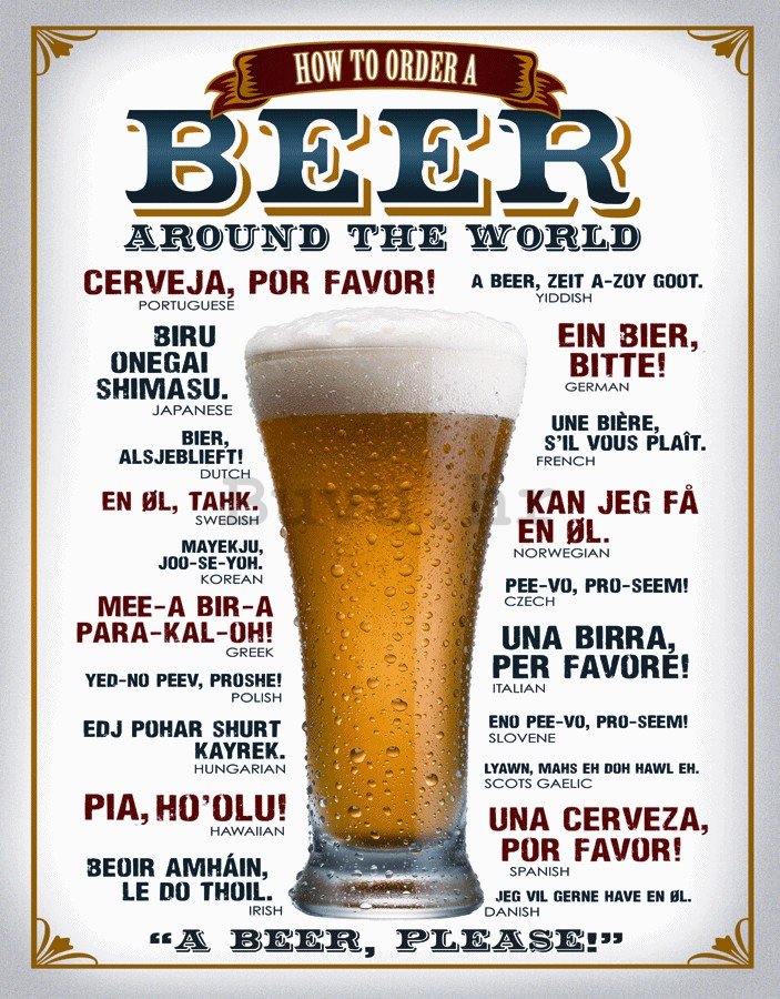 Metalna tabla - Beer (around the world)