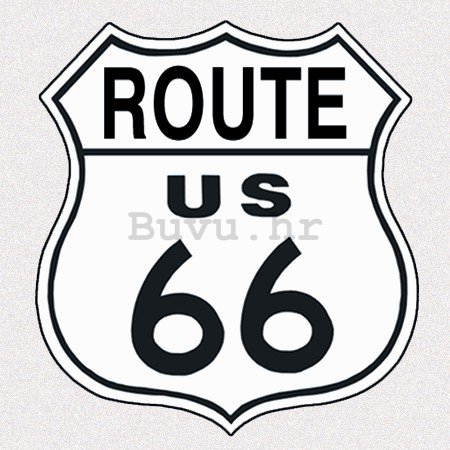 Metalna tabla - Route 66 (bijeli logo)