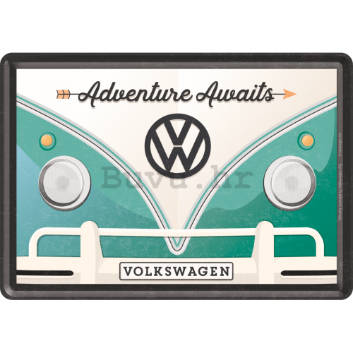 Metalna razglednica - VW Bulli  (Adventure Awaits)