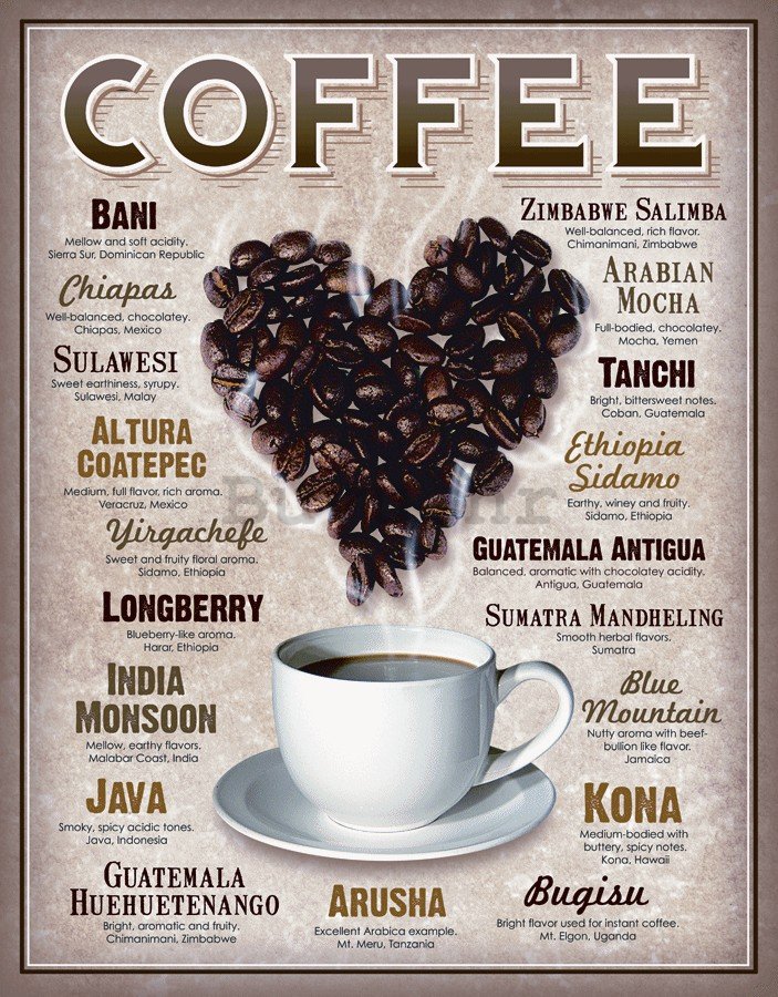 Metalna tabla - Coffee (kava srca)