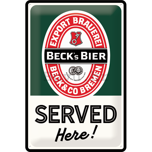 Metalna tabla: Beck's Served Here! - 30x20 cm