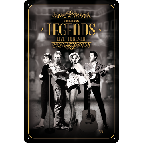 Metalna tabla: Legends Live Forever - 30x20 cm