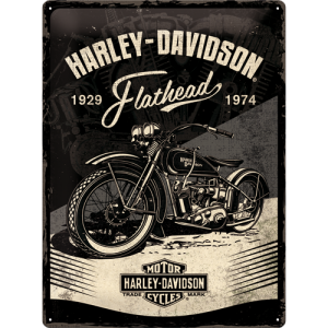 Metalna tabla: Harley-Davidson (Flathead Black) - 40x30 cm