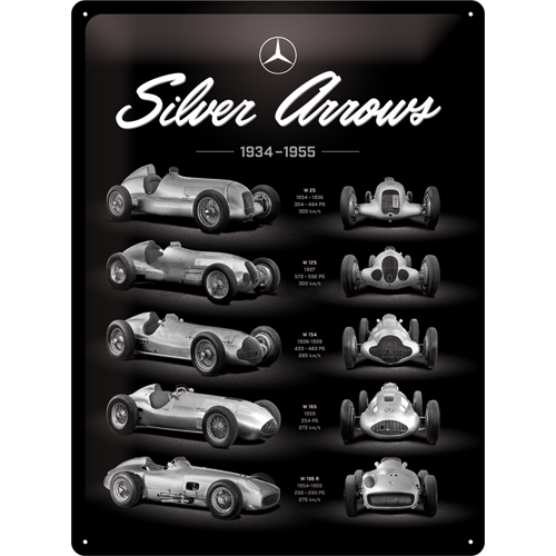 Metalna tabla: Mercedes-Benz (Silver Arrows Chart) - 40x30 cm