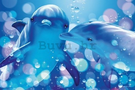 Poster - Lassen kissing dolphins