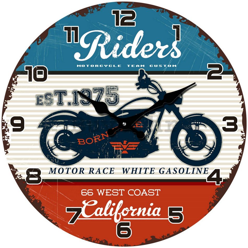 Zidni stakleni sat - Riders (motorcycle team custom)