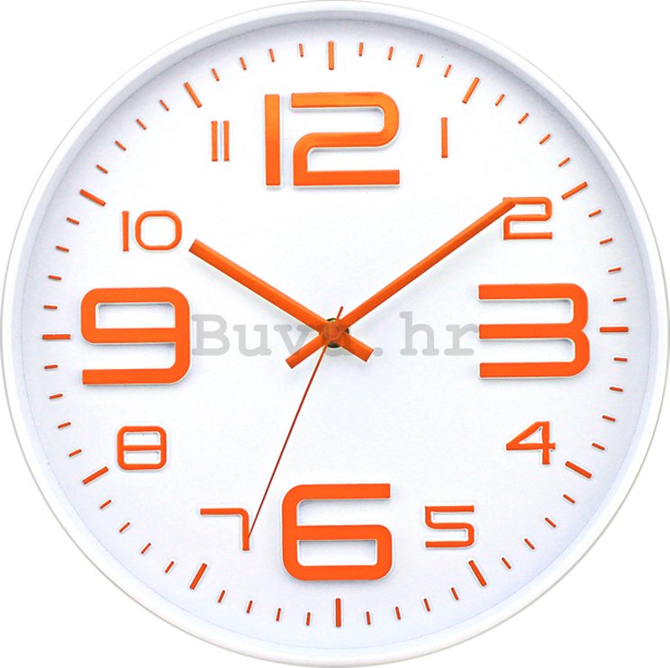 Zidni sat: Narančasti brojevi - 30 cm