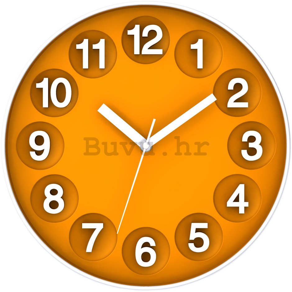 Zidni sat: Brojčani krugovi (narančasto) - 30 cm