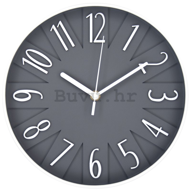 Zidni sat: Dizajnirano (sivo) - 25 cm