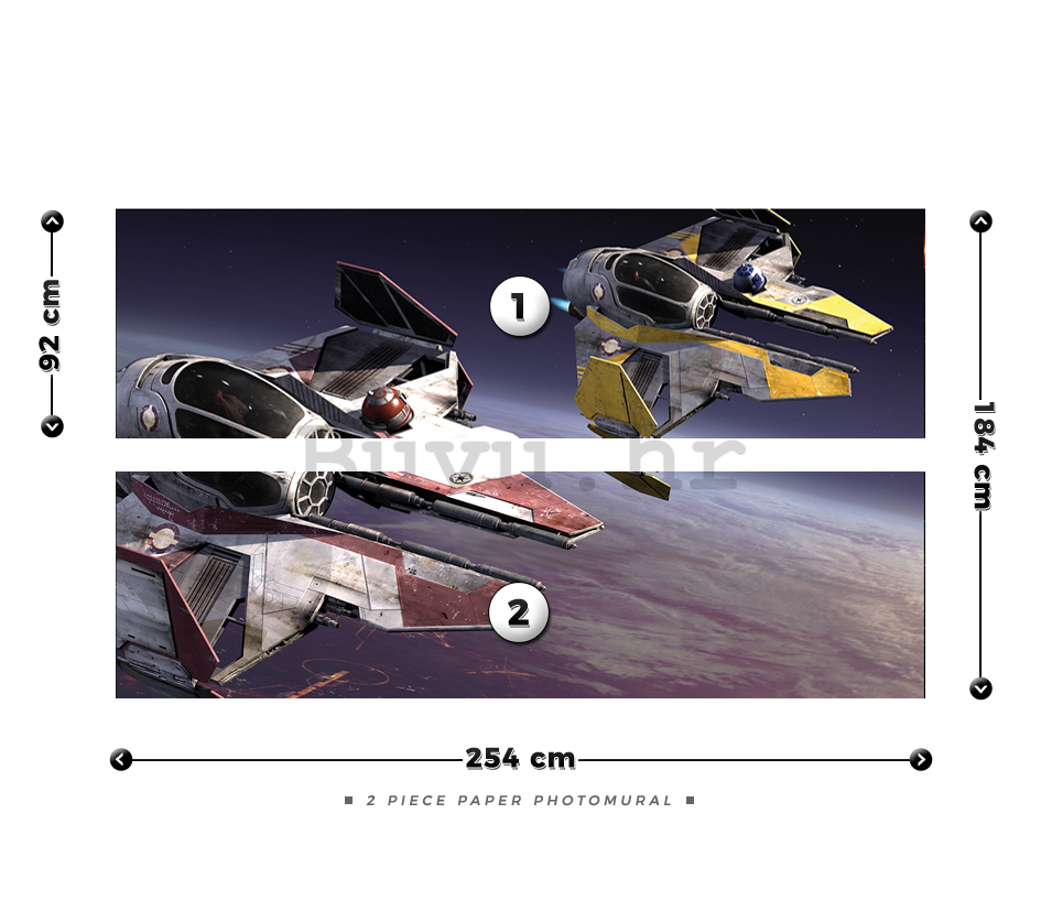 Foto tapeta: Star Wars Obiwan & Anakin Starfighters - 184x254 cm