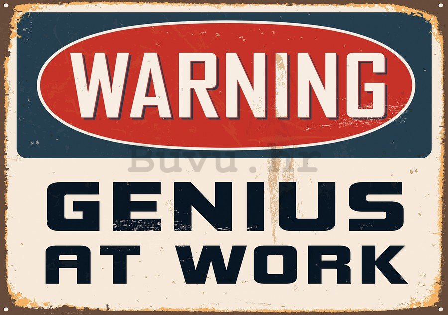 Foto tapeta: Warning Genius at Work - 184x254 cm