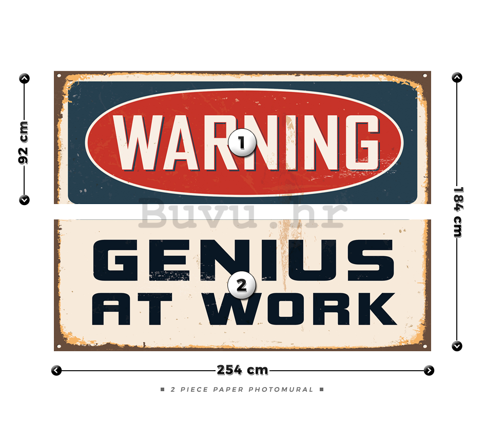 Foto tapeta: Warning Genius at Work - 184x254 cm