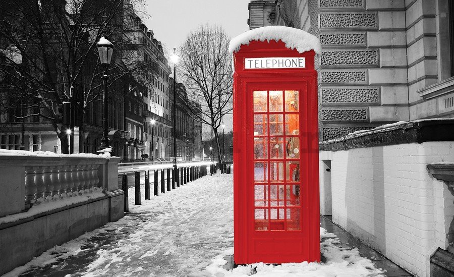 Foto tapeta: London (zimska telefonska  govornica) - 184x254 cm