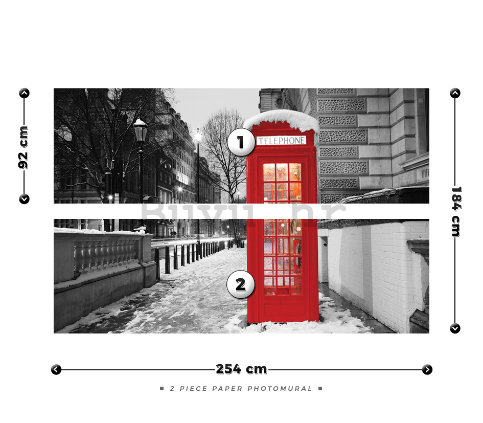 Foto tapeta: London (zimska telefonska  govornica) - 184x254 cm