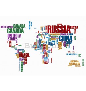 Foto tapeta: Karta svijeta (nazivi država) - 254x368 cm