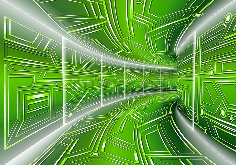 Foto tapeta: 3D Scifi tunel (zeleni) - 184x254 cm
