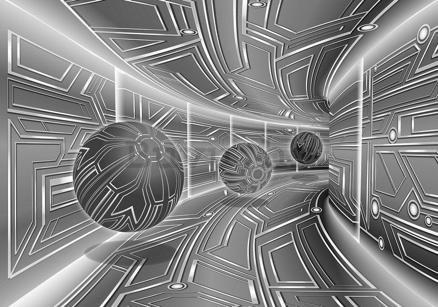 Foto tapeta: 3D Scifi tunel (sivi) - 254x368 cm