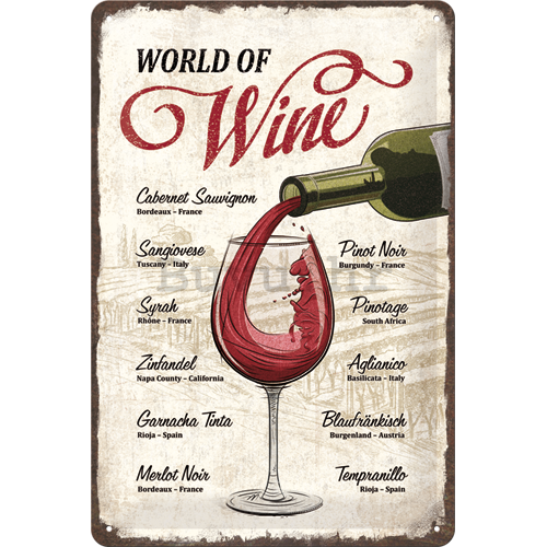 Metalna tabla: World of Wine - 30x20 cm