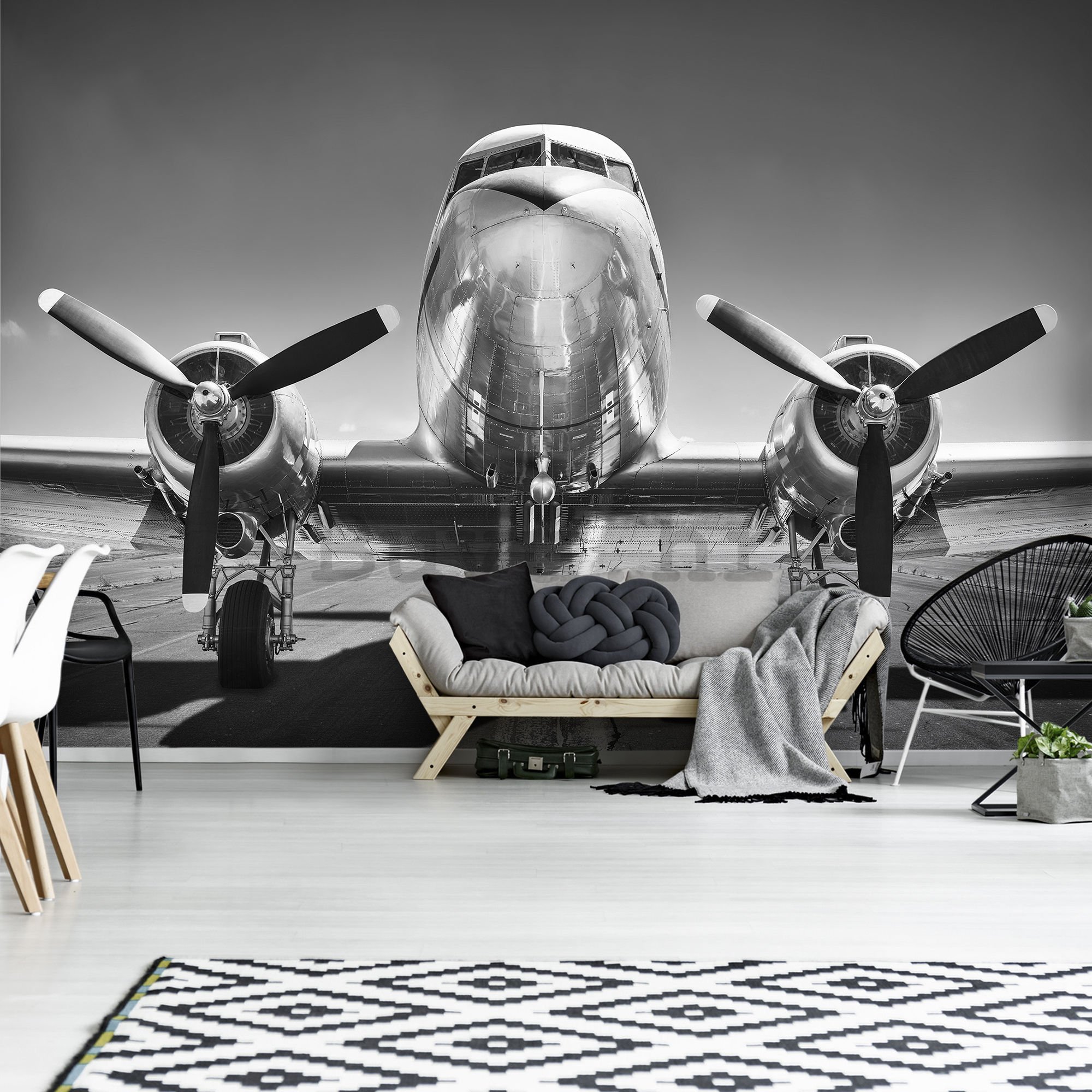 Foto tapeta: Crno-bijeli zrakoplovi (1) - 254x368 cm