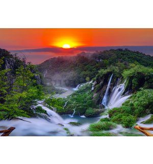 Vlies foto tapeta: Plitvička jezera (izlazak sunca) - 254x368 cm