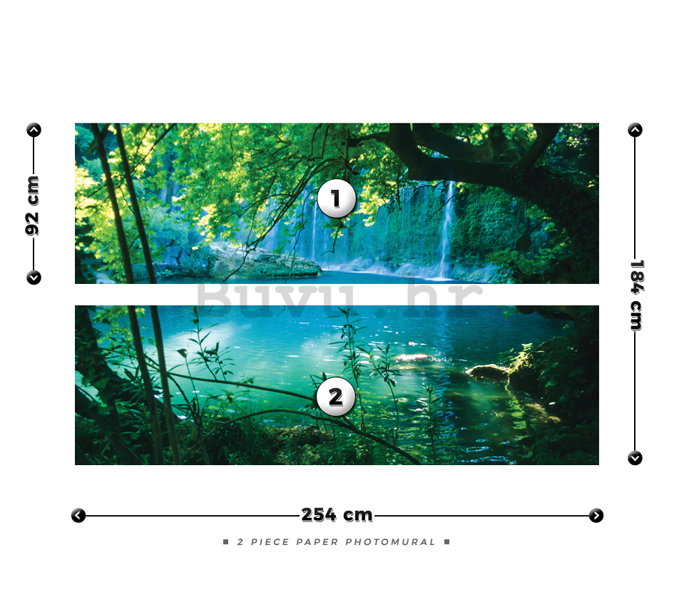 Foto tapeta: Jezero i vodopad - 184x254 cm