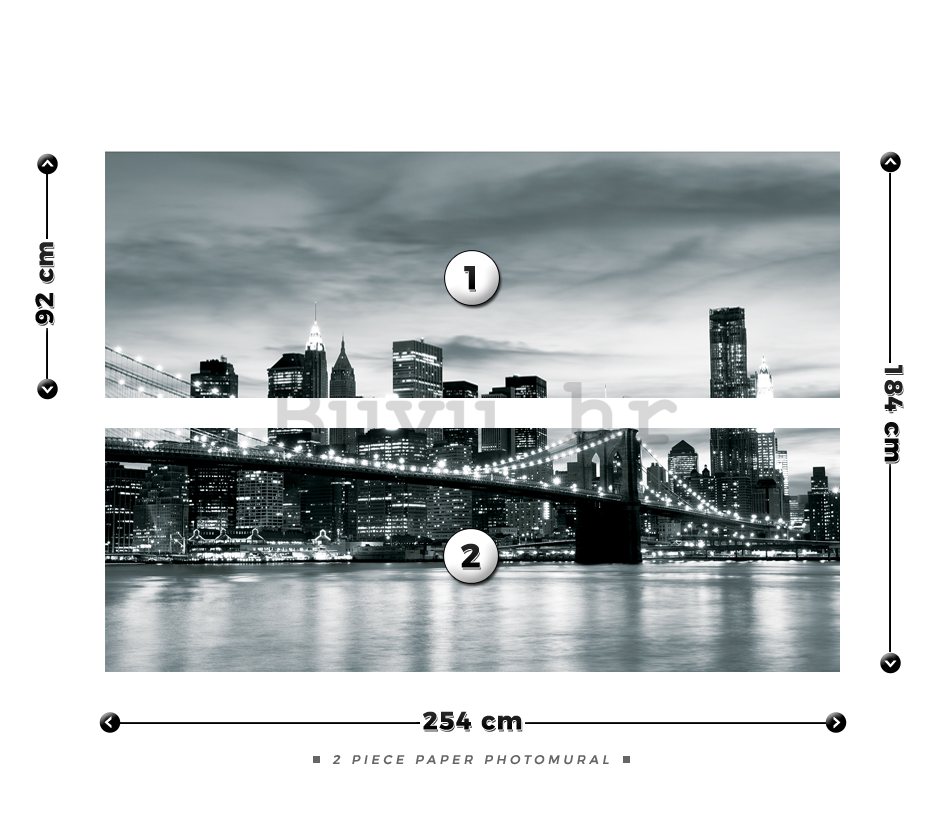 Foto tapeta: Brooklyn Bridge (crno-bijeli) - 184x254 cm