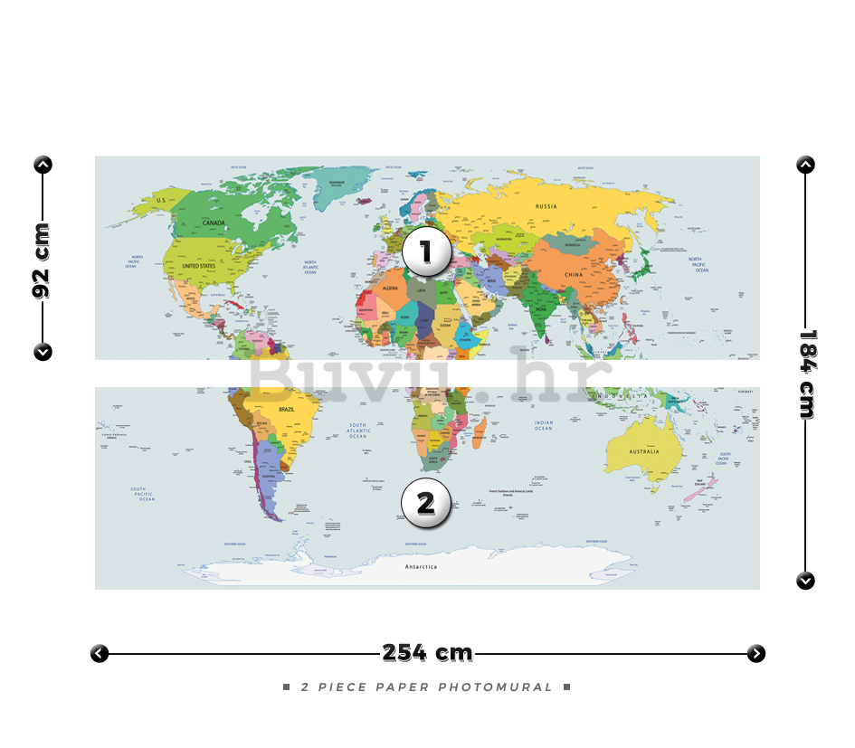 Foto tapeta: Karta svijeta (2) - 184x254 cm