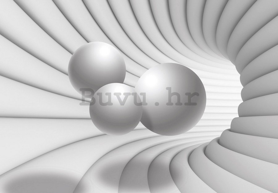Foto tapeta: 3D tunel (bijeli) - 184x254 cm