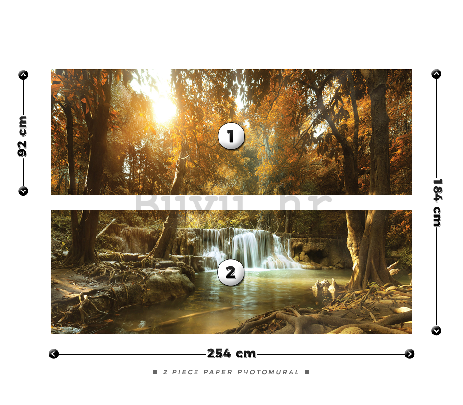 Foto tapeta: Vodopadi u šumi (1) - 184x254 cm
