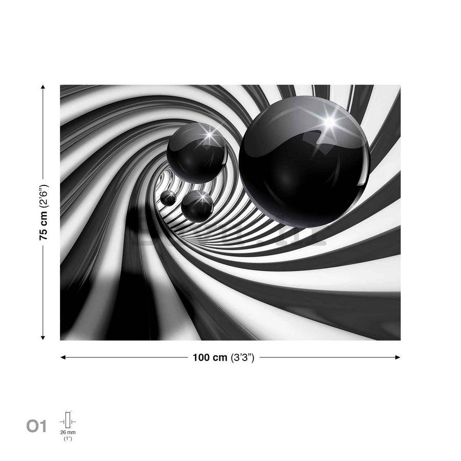 Slika na platnu: Crne kuglice i spirala - 75x100 cm
