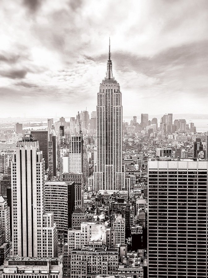 Foto tapeta: Pogled na New York (crno-bijela) - 254x184 cm