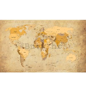 Foto tapeta Vlies: Karta svijeta (Vintage) - 184x254 cm