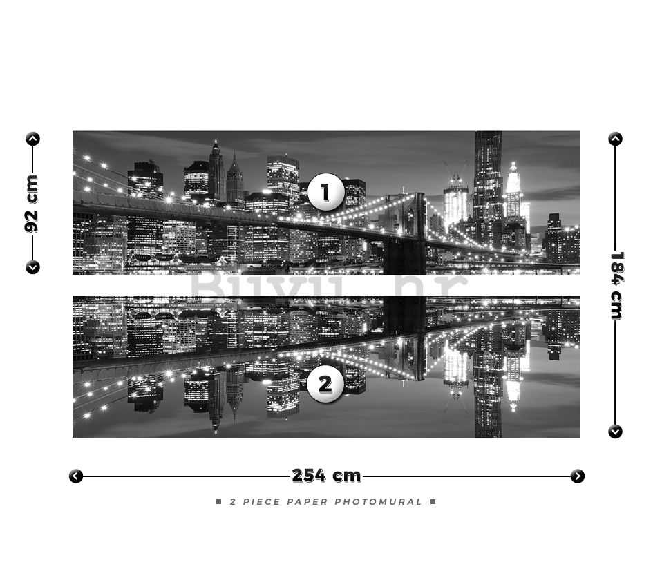 Foto tapeta: Crno-bijeli Brooklyn Bridge (3) - 184x254 cm