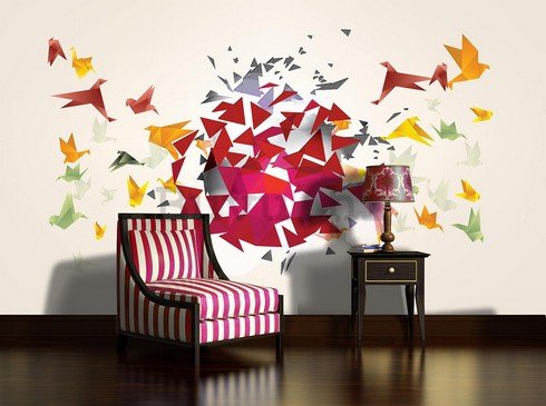 Foto tapeta: Origami birds (2) - 254x368 cm