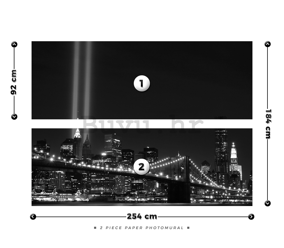 Foto tapeta: Crno-bijeli Brooklyn Bridge (2) - 184x254 cm