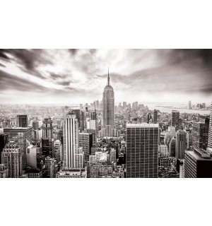 Foto tapeta Vlies: Pogled na New York (crno-bijela) - 184x254 cm