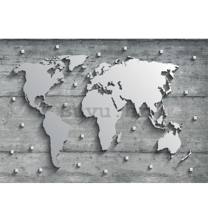 Foto tapeta Vlies: Metalna karta svijeta - 254x368 cm