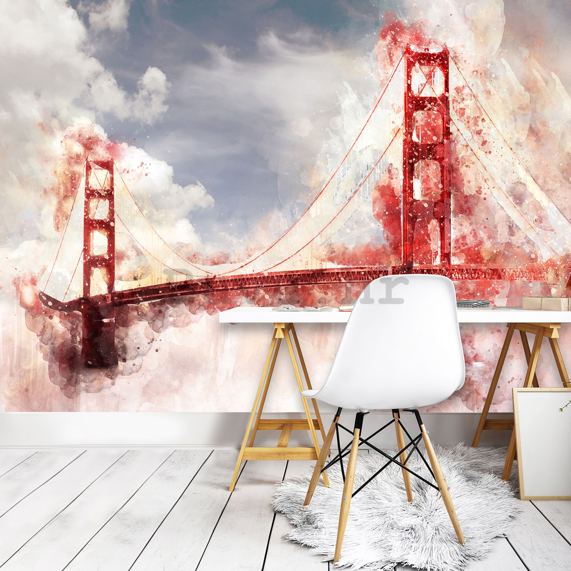 Foto tapeta: Golden Gate Bridge (oslikana) - 184x254 cm