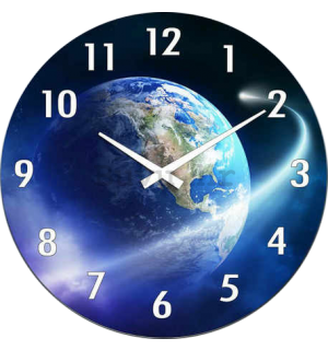 Zidni stakleni sat: Planeta Zemlja - 30 cm
