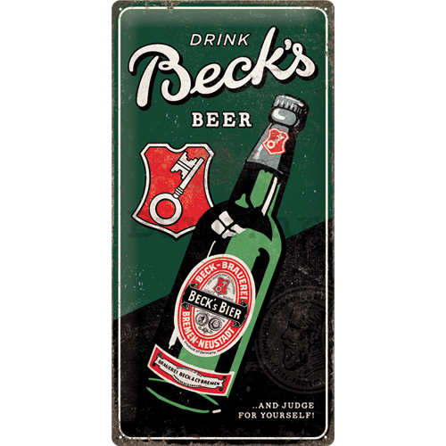 Metalna tabla: Beck's (Drink Beer Bottle) - 50x25 cm