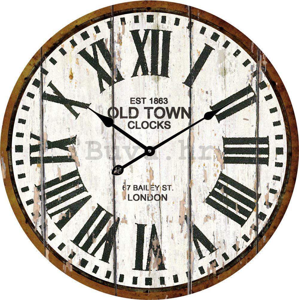 Zidni stakleni sat - Old Town Clocks (bijeli)