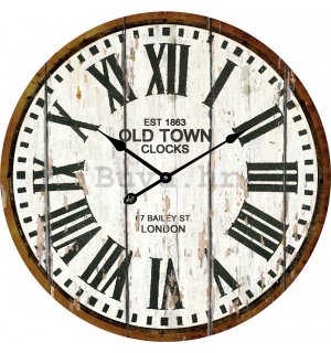 Zidni stakleni sat - Old Town Clocks (bijeli)